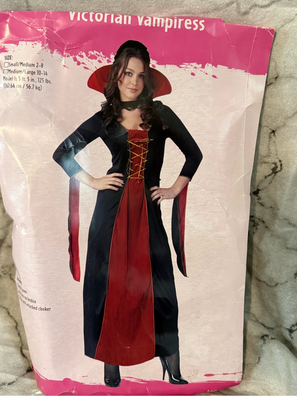 Victorian Vampiress Costume - Black and Red Women's Dress